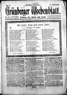 Grünberger Wochenblatt: Zeitung für Stadt und Land, No. 1. (1. Januar 1920)