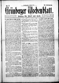 Grünberger Wochenblatt: Zeitung für Stadt und Land, No. 3. (4. Januar 1920)