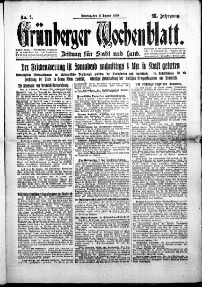 Grünberger Wochenblatt: Zeitung für Stadt und Land, No. 9. (11. Januar 1920)