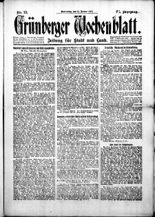 Grünberger Wochenblatt: Zeitung für Stadt und Land, No. 12. (15. Januar 1920)