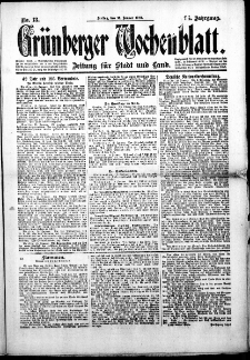 Grünberger Wochenblatt: Zeitung für Stadt und Land, No. 13. (16. Januar 1920)