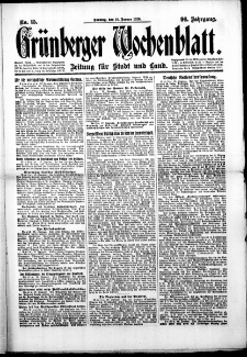 Grünberger Wochenblatt: Zeitung für Stadt und Land, No. 15. (18. Januar 1920)
