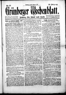 Gr&uuml;nberger Wochenblatt: Zeitung f&uuml;r Stadt und Land, No. 16. (20. Januar 1920)