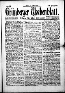 Grünberger Wochenblatt: Zeitung für Stadt und Land, No. 23. (28. Januar 1920)