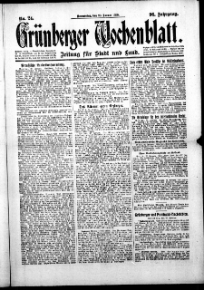 Grünberger Wochenblatt: Zeitung für Stadt und Land, No. 24. (29. Januar 1920)