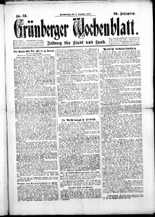 Grünberger Wochenblatt: Zeitung für Stadt und Land, No. 30. (5. Februar 1920)
