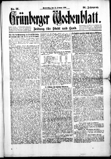 Gr&uuml;nberger Wochenblatt: Zeitung f&uuml;r Stadt und Land, No. 36. (12. Februar 1920)