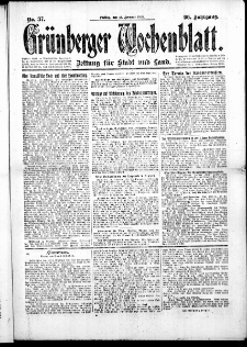 Grünberger Wochenblatt: Zeitung für Stadt und Land, No. 37. (13. Februar 1920)