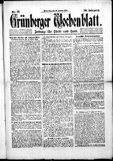 Grünberger Wochenblatt: Zeitung für Stadt und Land, No. 48. (26. Februar 1920)