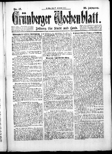 Gr&uuml;nberger Wochenblatt: Zeitung f&uuml;r Stadt und Land, No. 49. (27. Februar 1920)