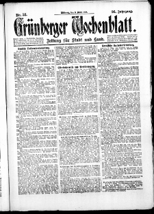 Grünberger Wochenblatt: Zeitung für Stadt und Land, No. 53. (3. März 1920)