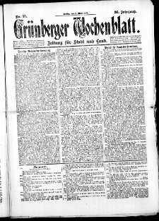 Grünberger Wochenblatt: Zeitung für Stadt und Land, No. 55. (5. März 1920)