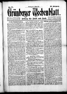 Grünberger Wochenblatt: Zeitung für Stadt und Land, No. 57. (7. März 1920)