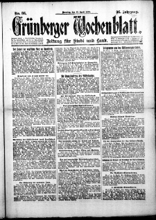 Grünberger Wochenblatt: Zeitung für Stadt und Land, No. 86. (13. April 1920)