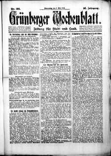 Grünberger Wochenblatt: Zeitung für Stadt und Land, No. 106. (6. Mai 1920)