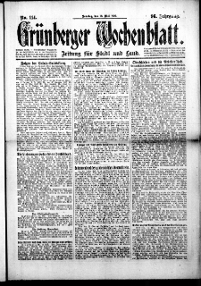 Grünberger Wochenblatt: Zeitung für Stadt und Land, No. 114. (16. Mai 1920)