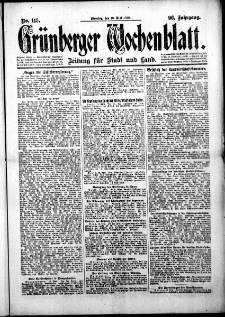 Grünberger Wochenblatt: Zeitung für Stadt und Land, No. 115. (18. Mai 1920)