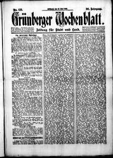 Grünberger Wochenblatt: Zeitung für Stadt und Land, No. 116. (19. Mai 1920)