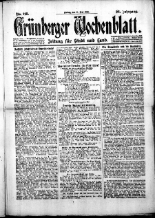 Grünberger Wochenblatt: Zeitung für Stadt und Land, No. 118. (21. Mai 1920)