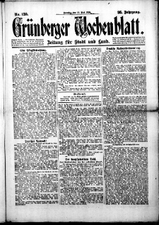 Grünberger Wochenblatt: Zeitung für Stadt und Land, No. 120. (23. Mai 1920)