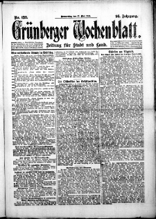 Gr&uuml;nberger Wochenblatt: Zeitung f&uuml;r Stadt und Land, No. 122. (27. Mai 1920)
