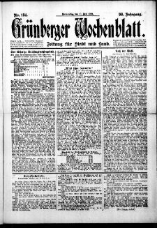 Gr&uuml;nberger Wochenblatt: Zeitung f&uuml;r Stadt und Land, No. 134. (10. Juni 1920)