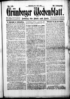 Grünberger Wochenblatt: Zeitung für Stadt und Land, No. 140. (17. Juni 1920)
