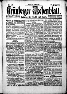 Gr&uuml;nberger Wochenblatt: Zeitung f&uuml;r Stadt und Land, No. 144. (22. Juni 1920)