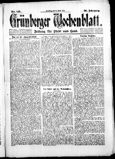 Gr&uuml;nberger Wochenblatt: Zeitung f&uuml;r Stadt und Land, No. 149. (27. Juni 1920)