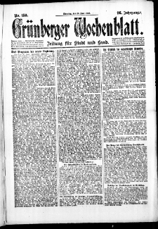 Gr&uuml;nberger Wochenblatt: Zeitung f&uuml;r Stadt und Land, No. 150. (29. Juni 1920)