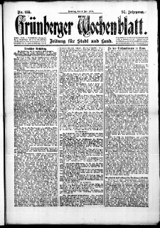 Gr&uuml;nberger Wochenblatt: Zeitung f&uuml;r Stadt und Land, No. 155. (4. Juli 1920)
