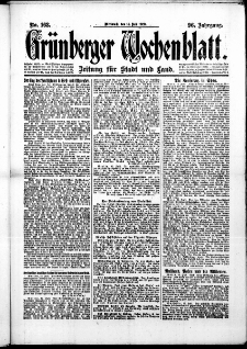 Gr&uuml;nberger Wochenblatt: Zeitung f&uuml;r Stadt und Land, No. 163. (14. Juli 1920)