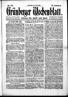 Grünberger Wochenblatt: Zeitung für Stadt und Land, No. 170. (22. Juli 1920)