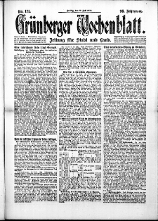 Gr&uuml;nberger Wochenblatt: Zeitung f&uuml;r Stadt und Land, No. 171. (23. Juli 1920)