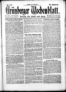Gr&uuml;nberger Wochenblatt: Zeitung f&uuml;r Stadt und Land, No. 173. (25. Juli 1920)