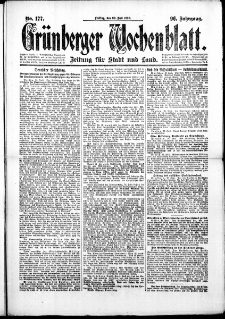Grünberger Wochenblatt: Zeitung für Stadt und Land, No. 177. (30. Juli 1920)