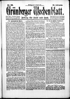 Grünberger Wochenblatt: Zeitung für Stadt und Land, No. 186. (10. August 1920)