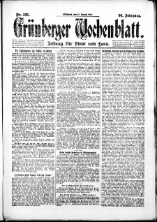 Grünberger Wochenblatt: Zeitung für Stadt und Land, No. 193. (18. August 1920)