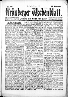 Gr&uuml;nberger Wochenblatt: Zeitung f&uuml;r Stadt und Land, No. 204. (31. August 1920)