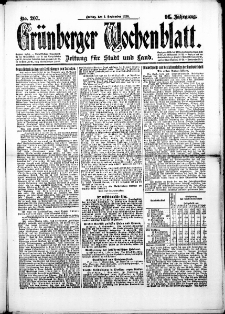Grünberger Wochenblatt: Zeitung für Stadt und Land, No. 207. (3. September 1920)