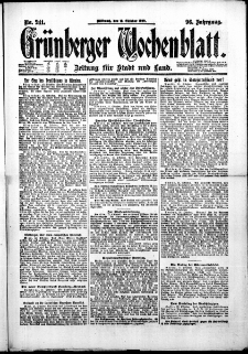 Grünberger Wochenblatt: Zeitung für Stadt und Land, No. 241. (13. Oktober 1920)
