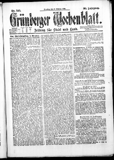 Gr&uuml;nberger Wochenblatt: Zeitung f&uuml;r Stadt und Land, No. 246. (19. Oktober 1920)