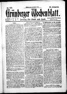 Gr&uuml;nberger Wochenblatt: Zeitung f&uuml;r Stadt und Land, No. 253. (27. Oktober 1920)