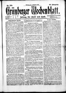Gr&uuml;nberger Wochenblatt: Zeitung f&uuml;r Stadt und Land, No. 258. (2. November 1920)