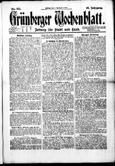 Grünberger Wochenblatt: Zeitung für Stadt und Land, No. 261. (5. November 1920)
