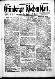 Grünberger Wochenblatt: Zeitung für Stadt und Land, No. 265. (10. November 1920)