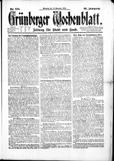 Gr&uuml;nberger Wochenblatt: Zeitung f&uuml;r Stadt und Land, No. 270. (16. November 1920)