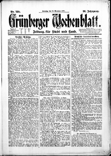Grünberger Wochenblatt: Zeitung für Stadt und Land, No. 280. (28. November 1920)