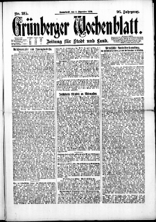Gr&uuml;nberger Wochenblatt: Zeitung f&uuml;r Stadt und Land, No. 285. (4. Dezember 1920)