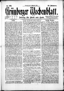 Grünberger Wochenblatt: Zeitung für Stadt und Land, No. 298. (19. Dezember 1920)